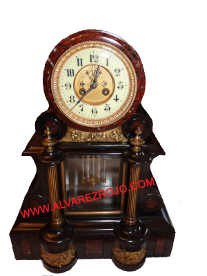 RELOJ DE MRMOL CON BRONCES, foto ampliada en nueva ventana
